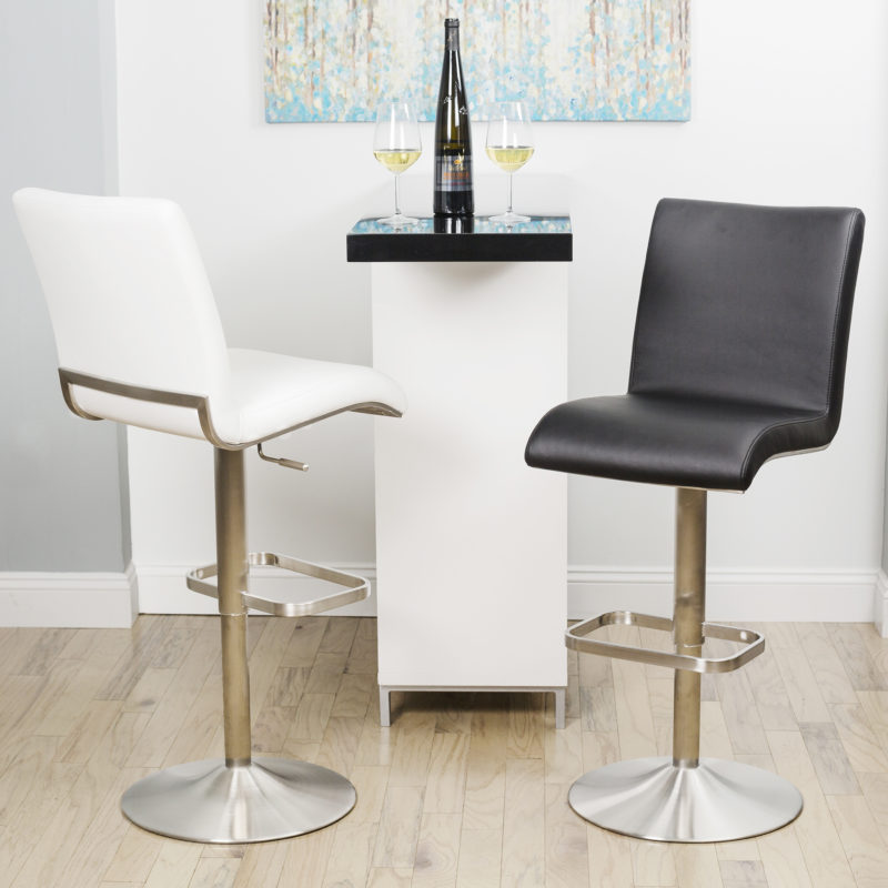 Fogo Brushed Stainless Steel Adjustable Height Swivel High Back Stool MIX