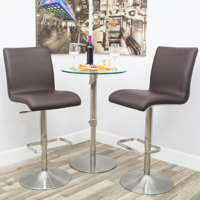 Fogo Brushed Stainless Steel Adjustable Height Swivel High Back Stool MIX