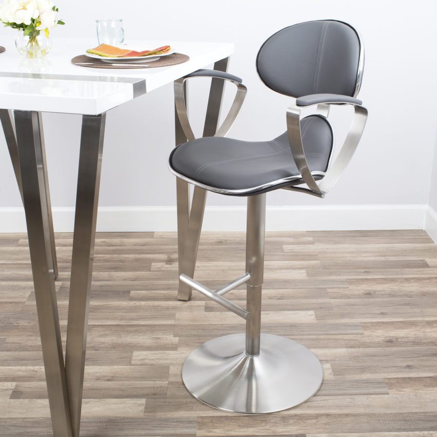 Jaylo Brushed Stainless Steel Adjustable Height Swivel Stool MIX