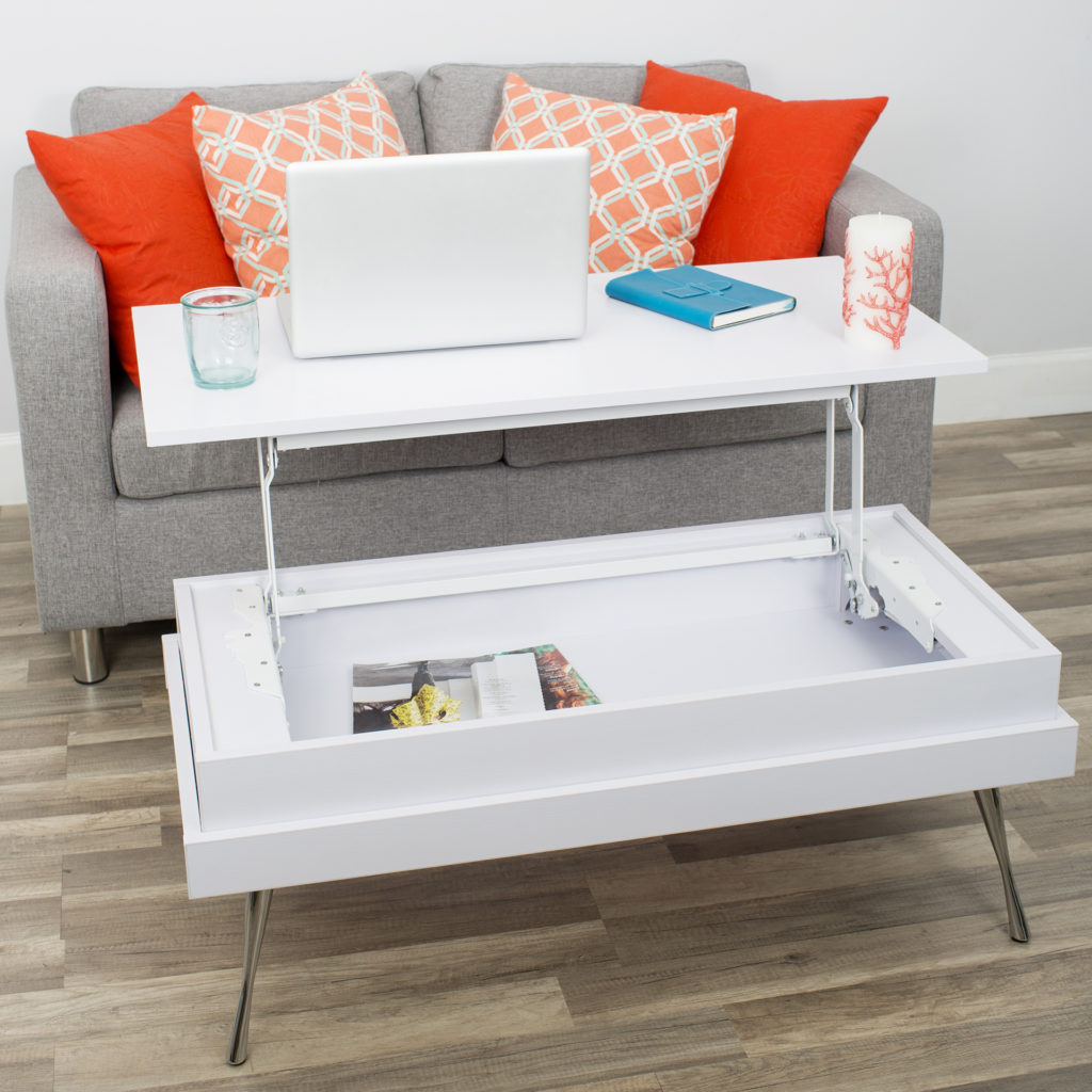 Koryo LiftTop FauxWood Laminate With Chrome Legs Coffee Table MIX