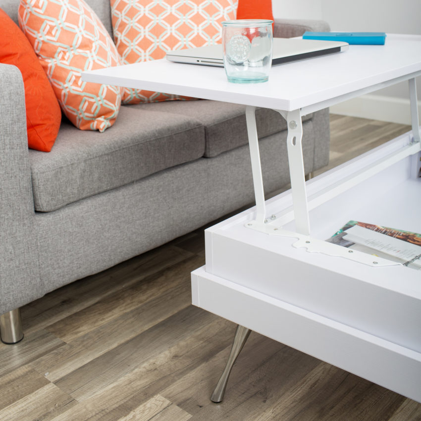 Koryo LiftTop FauxWood Laminate With Chrome Legs Coffee Table MIX