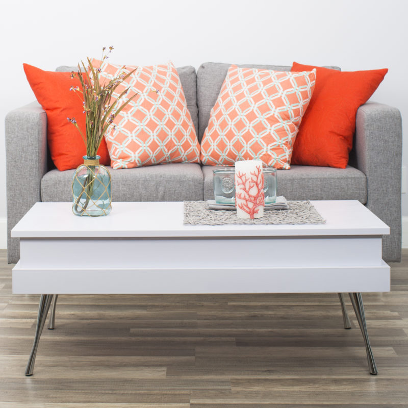 Koryo LiftTop FauxWood Laminate With Chrome Legs Coffee Table MIX