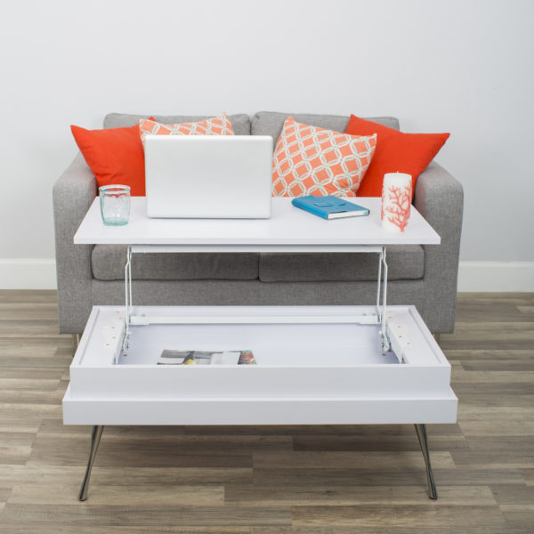 Koryo LiftTop FauxWood Laminate With Chrome Legs Coffee Table MIX