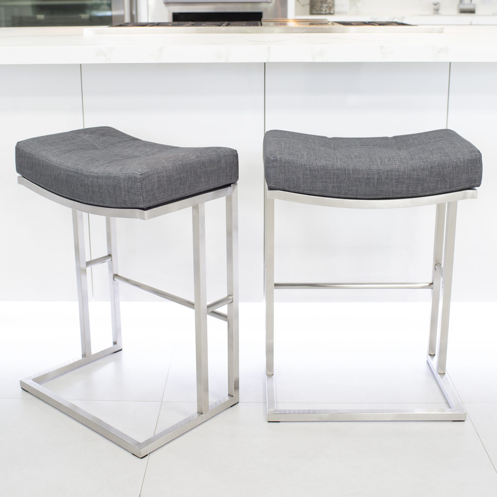 Solis 26″ Brushed Stainless Steel Saddle Stationary Counter Stool MIX