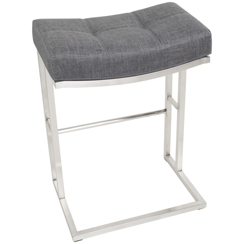 Solis 26″ Brushed Stainless Steel Saddle Stationary Counter Stool MIX