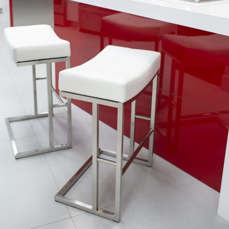 Solis 26″ Brushed Stainless Steel Saddle Stationary Counter Stool MIX