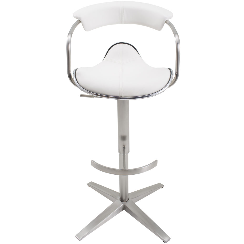 Primo Brushed Stainless Steel Adjustable Height Swivel Stool with Arms